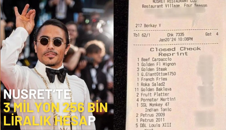 Nusret'te 3 milyon 256 bin liralık hesap dudak uçuklattı; Bir dilim baklava 3 bin 430 lira