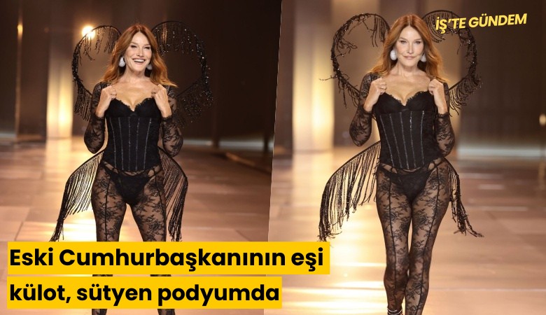 Eski Cumhurbaşkanının eşi külot, sütyen podyumda