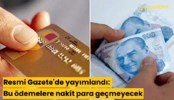 Resmi Gazete'de yayımlandı: Bu ödemelere nakit para geçmeyecek