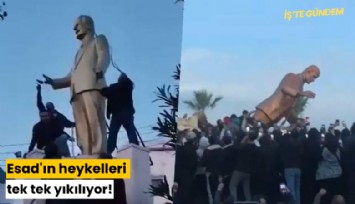Esad'ın heykelleri tek tek yıkılıyor!