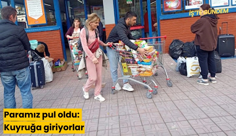 Paramız pul oldu: Gürcüler alışveriş için kuyruğa giriyorlar