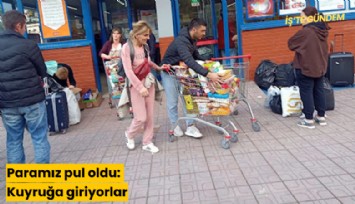 Paramız pul oldu: Gürcüler alışveriş için kuyruğa giriyorlar