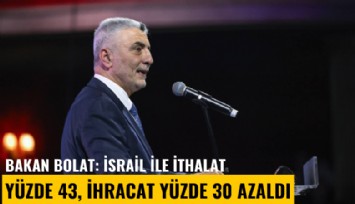 Bakan Bolat: İsrail ile ithalat yüzde 43, ihracat yüzde 30 azaldı