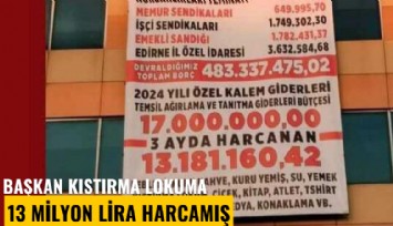 Başkan kıstırma lokuma 13 milyon lira harcamış
