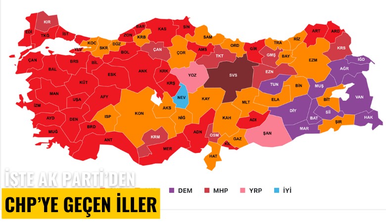 İşte Ak Parti'den CHP'ye geçen iller