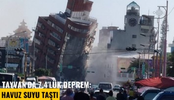 Tayvan'da 7.4'lük deprem: Havuz suyu taştı