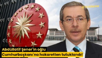 Abdüllatif Şener'in oğlu Cumhurbaşkanı'na hakaretten tutuklandı!
