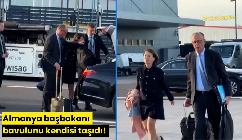 Almanya başbakanı bavulunu kendisi taşıdı!