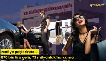 Maliye peşlerinde... 870 bin lira gelir, 72 milyonluk harcama