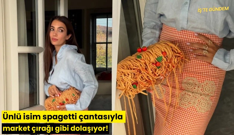 Ünlü isim spagetti çantasıyla market çırağı gibi dolaşıyor!