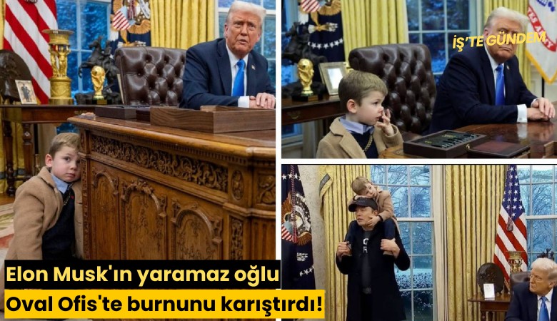 Elon Musk'ın yaramaz oğlu Oval Ofis'te burnunu karıştırdı!