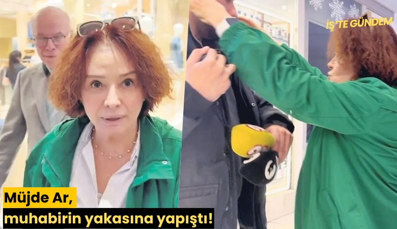 Müjde Ar, muhabirin yakasına yapıştı!