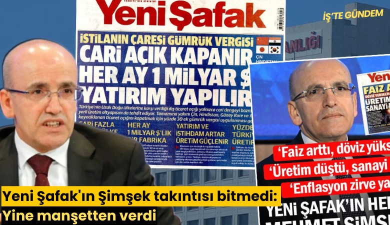 Yeni Şafak'ın Şimşek takıntısı bitmedi: Yine manşetten verdi