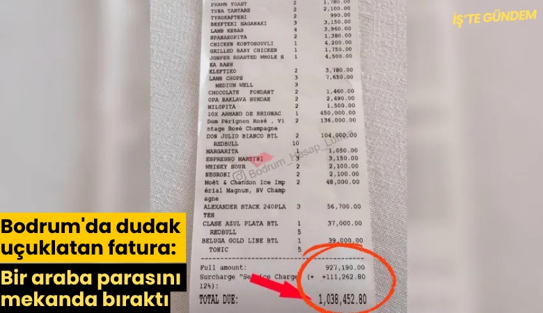 Bodrum'da dudak uçuklatan fatura: Bir araba parasını mekanda bıraktı