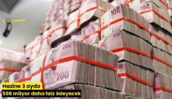 Hazine 3 ayda 598 milyar daha faiz ödeyecek